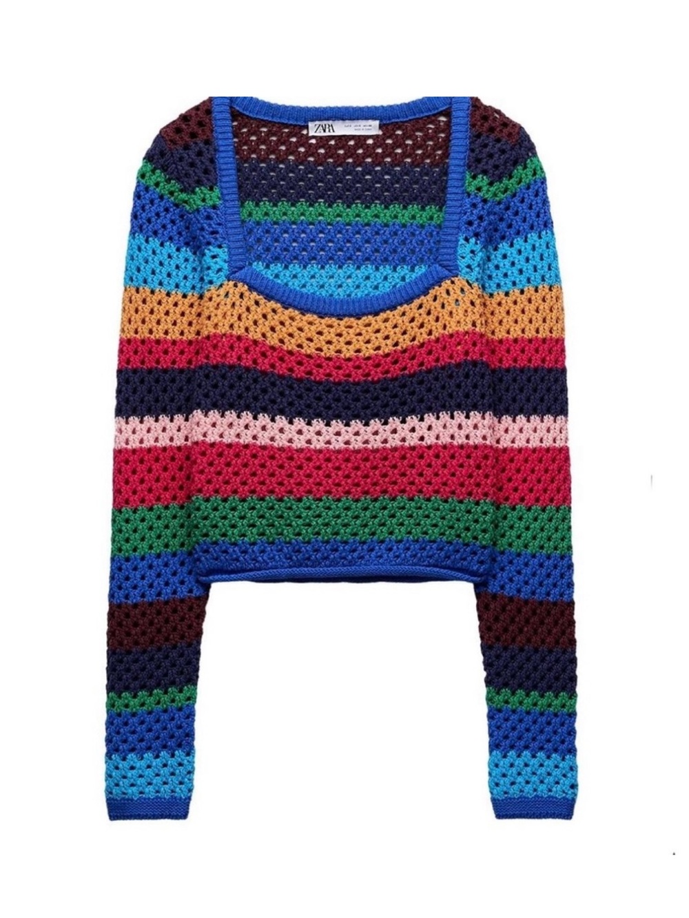 Zara Rainbow Crochet Knit Sweater - Multicolor